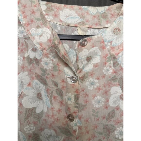 PINKK Housecoat Duster Women's Size L Robe Floral Pockets Snaps Tie Quilted - Picture 3 of 15